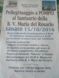 Pellegrinaggio Pompei 15/10/2016