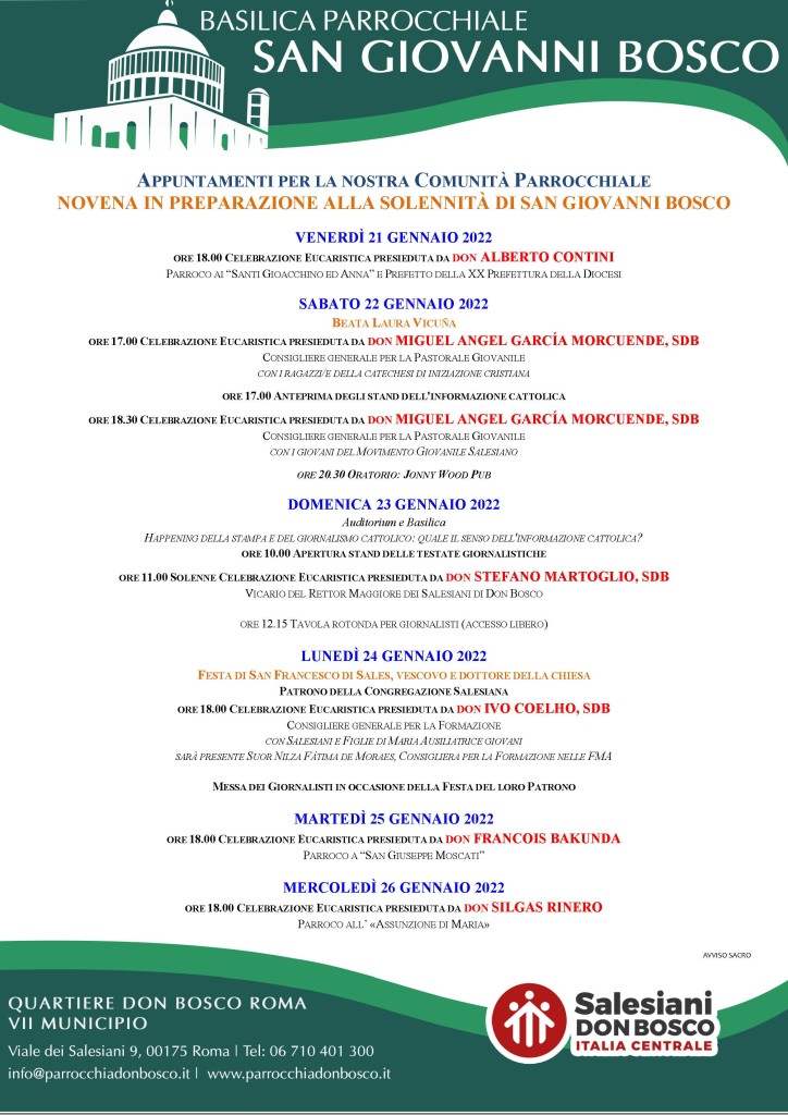 Appuntamenti importanti - Novena Don Bosco 2022 definitivo